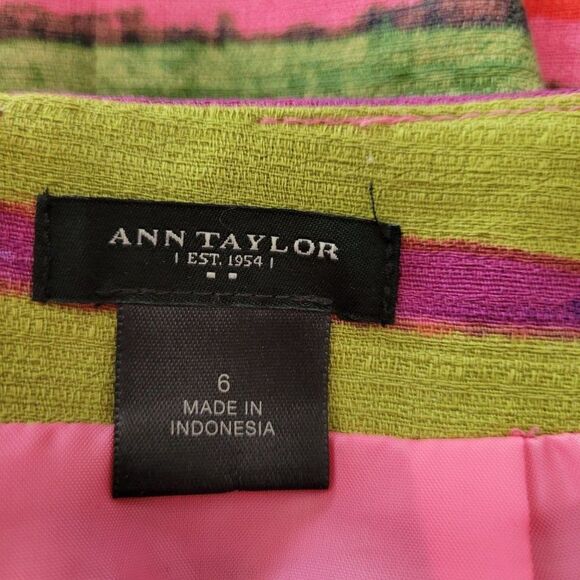 Ann Taylor Skirt Womens 6 Cotton Dopamine Vivid Rainbow Striped Mini Pencil - Picture 4 of 6